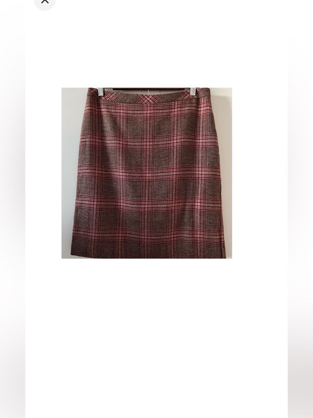 Talbots Academia Wool Blend Pink & Brown Plaid Pencil Skirt Size 8P